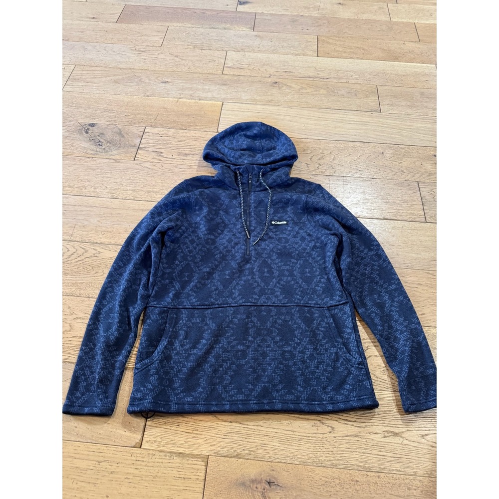 Columbia Blue Geometric Print Fleece Hoodie Pullover Women's Size Mโ